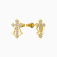 Alpha Omega Cross Stud Earrings vanimy