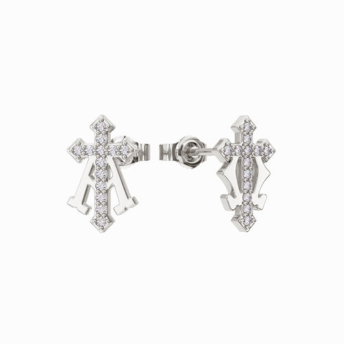 Alpha Omega Cross Stud Earrings vanimy