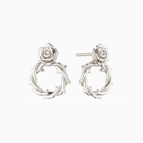 Crown of Thorns Rose Stud Earrings vanimy