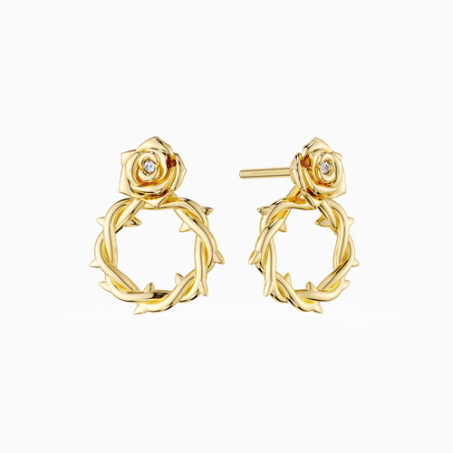 Crown of Thorns Rose Stud Earrings