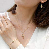 Floral Cross November Sunflower Birth Flower Necklace