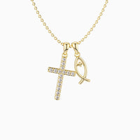We Will be With You Cross Ichthys Necklace vanimy