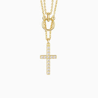 Gold Layered Circle Cross Necklace vanimy