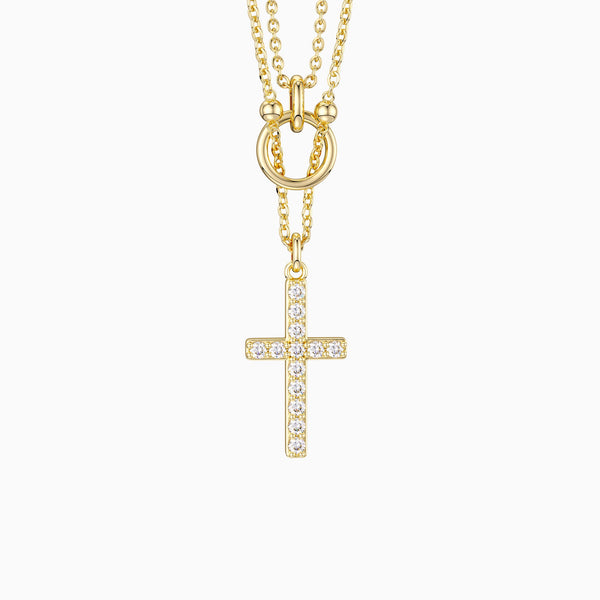 Gold Layered Circle Cross Necklace vanimy