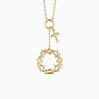 Gold Crown of Thorns Cross Necklace vanimy