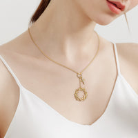 Gold Crown of Thorns Cross Necklace vanimy