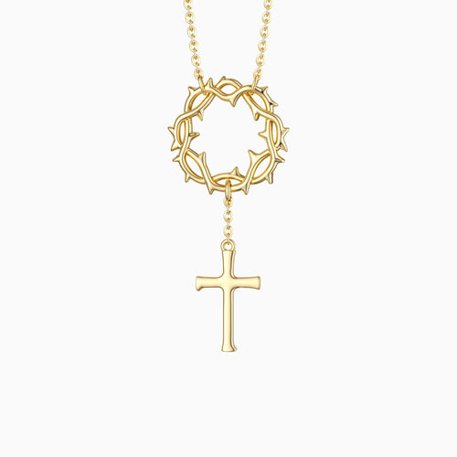 Crown of Thorns Cross Necklace vanimy