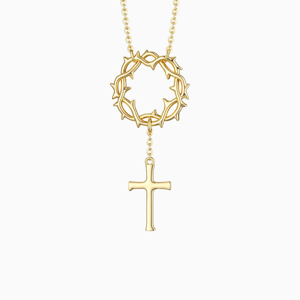 Crown of Thorns Cross Necklace vanimy