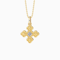 Byzantine Fleur De Lis Cross Pendant Necklace vanimy