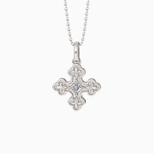 Byzantine Fleur De Lis Cross Pendant Necklace vanimy