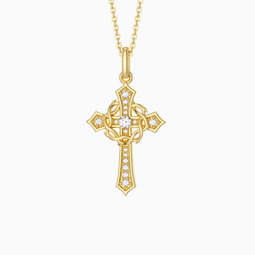 Cross and Crown of Thorns Faith Pendant Necklace vanimy