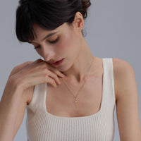 Floral Cross October Marigold Birth Flower Necklace