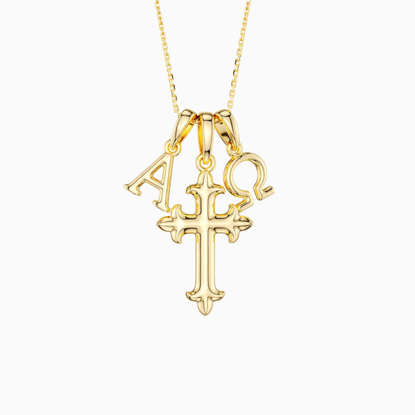 Alpha Omega Cross Pendant Necklace