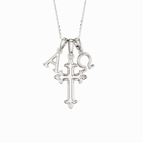 Alpha Omega Cross Pendant Necklace