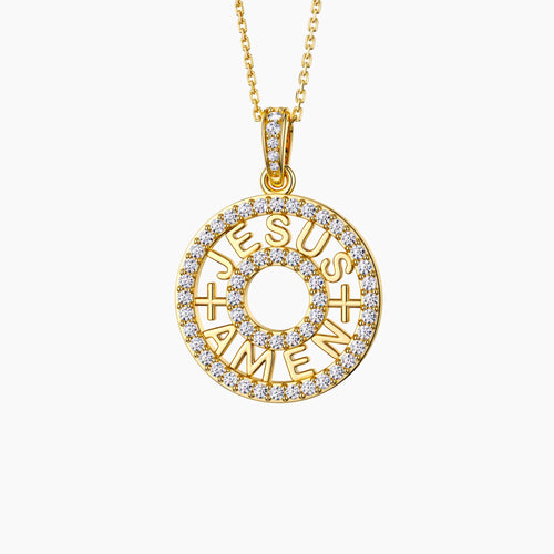 Jesus Amen Cross Pendant Necklace