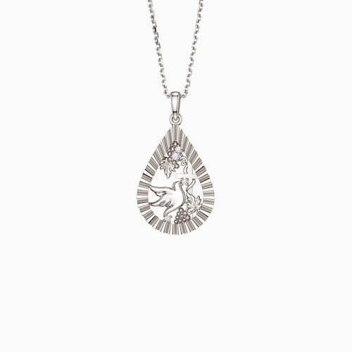 Parable of the Workers in the Vineyard Dove Cross Pear Pendant Necklace vanimy