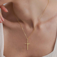 Floral Cross March Daffodil Birth Flower Necklace