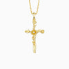 Floral Cross April Daisy Birth Flower Necklace vanimy
