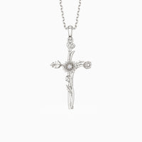 Floral Cross April Daisy Birth Flower Necklace vanimy