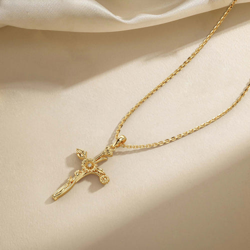 Floral Cross April Daisy Birth Flower Necklace vanimy