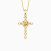 Floral Cross June Rose Birth Flower Necklace vanimy
