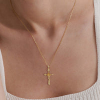 Floral Cross July Water Lily Birth Flower Necklace