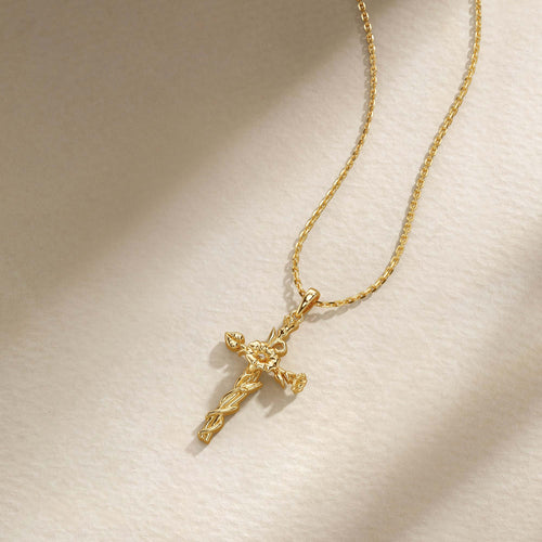 Floral Cross September Morning Glory Birth Flower Necklace