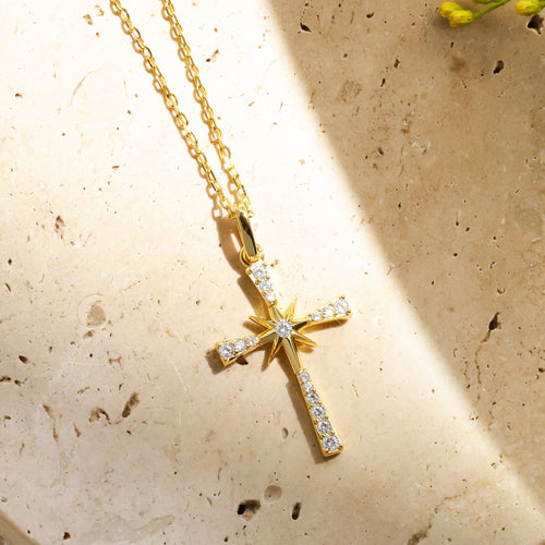 Guiding Star Cross Pendant Necklace vanimy