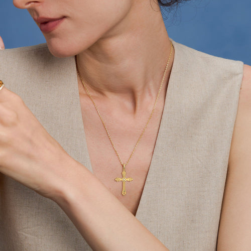 Baroque Cross Pendant Necklace