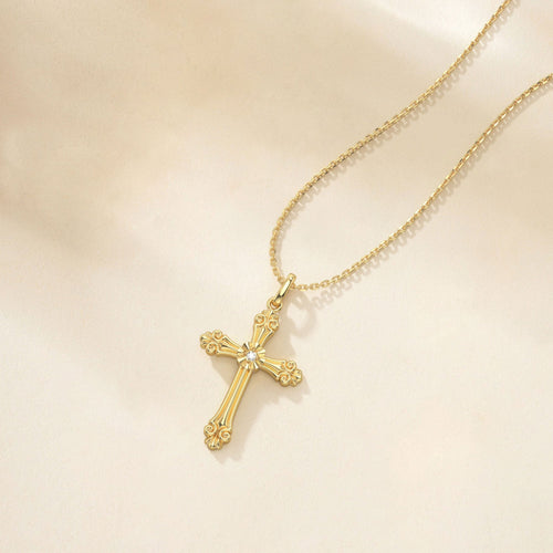 Baroque Cross Pendant Necklace