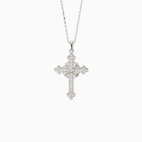 Fleur-de-Lis Radiance Cross Pendant Necklace vanimy
