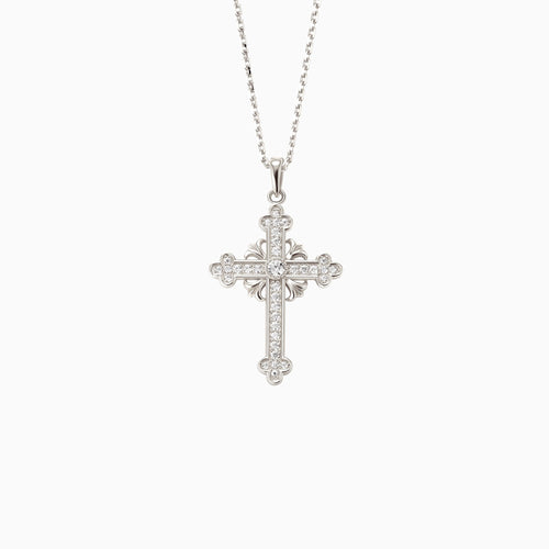 Fleur-de-Lis Radiance Cross Pendant Necklace vanimy