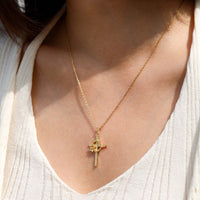 Crown of Thorns Lily Cross Pendant Necklace