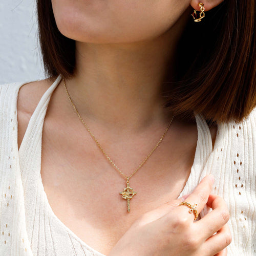 Crown of Thorns Lily Cross Pendant Necklace