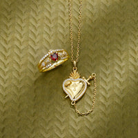 Flaming Heart with Dagger Necklace