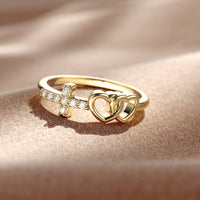 Double Heart And Cross Ring vanimy