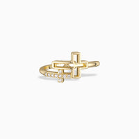 Double Hollow Cross And Infinity Ring vanimy