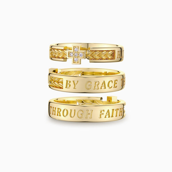 By Grace Through Faith Cross Statement Ring vanimy