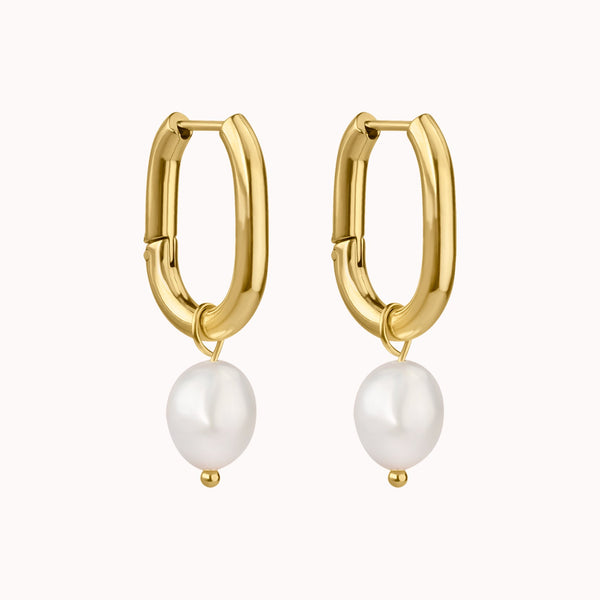 Vesta Pearl Hoop Earrings Caris Jewelry