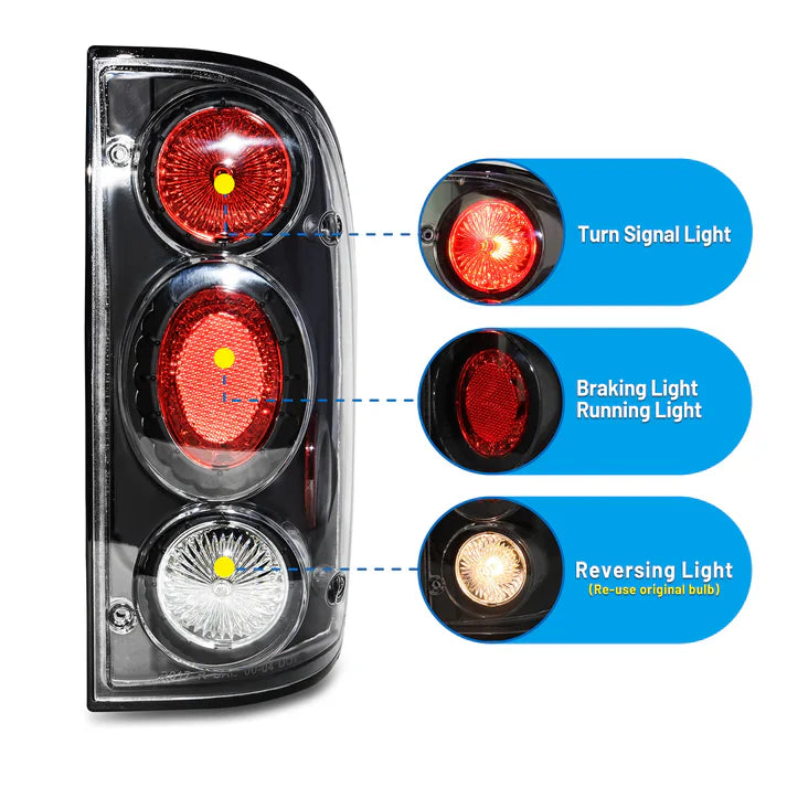 Winjet 2001-2004 Toyota Tacoma Altezza Tail Light - Black/Clear
