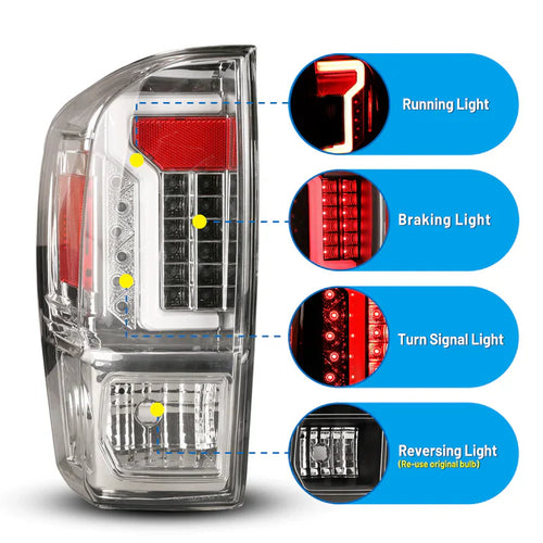 Winjet 2016-2023 Toyota Tacoma LED Tail Light- Chrome/Clear OffRoadUSA.com