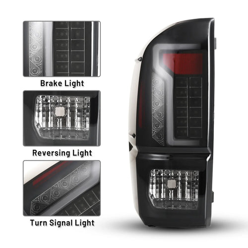 Winjet Toyota Tacoma 2016-23 LED Tail Light - Black / Smoke OffRoadUSA.com