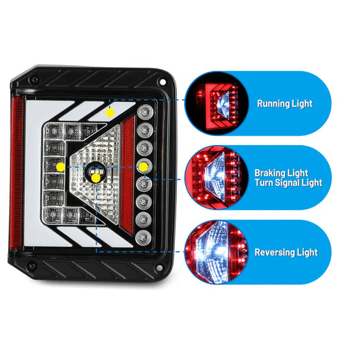 Winjet 2007-2018 Jeep Wrangler JK LED Tail Lights - Glossy Black / Clear OffRoadUSA.com