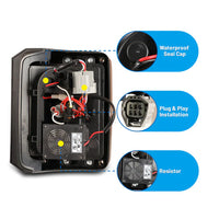 Winjet 2007-2018 Jeep Wrangler JK LED Tail Lights - Glossy Black / Clear OffRoadUSA.com