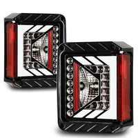 Winjet 2007-2018 Jeep Wrangler JK LED Tail Lights - Glossy Black / Clear OffRoadUSA.com