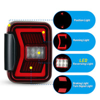 Winjet 2019-2025 Jeep Gladiator JT LED Sequential Tail light - Black/Red OffRoadUSA.com