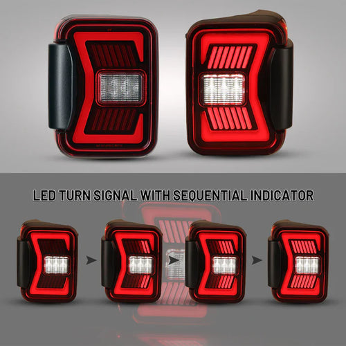 Winjet 2019-2025 Jeep Gladiator JT LED Sequential Tail light - Black/Red OffRoadUSA.com