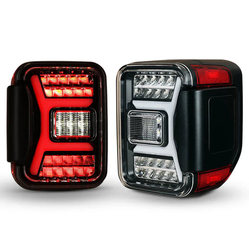 Winjet 2019-2025 Jeep Gladiator JT LED Sequential Tail light - Gloss Black/Clear OffRoadUSA.com
