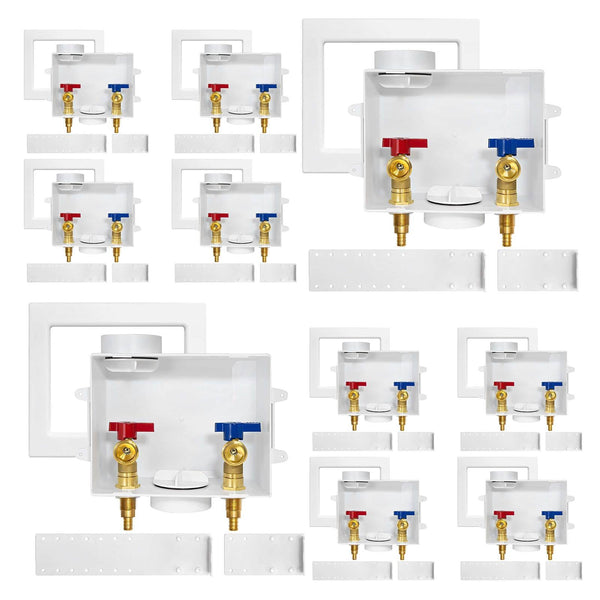 10 Pcs 1/2" PEX Crimp (F1807) Inlet, Washing Machine Outlet Box, with Center Drain