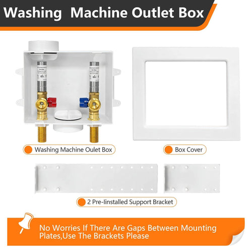 1/2" Sweat Inlet, Washing Machine Outlet Box, with Stainless Steel Water Hammer Arrestor Plumbingsell